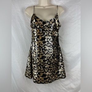 REVOLVE Superdown Bryanna Mini Dress Sequin, Size XS, Black/ Gold NWT